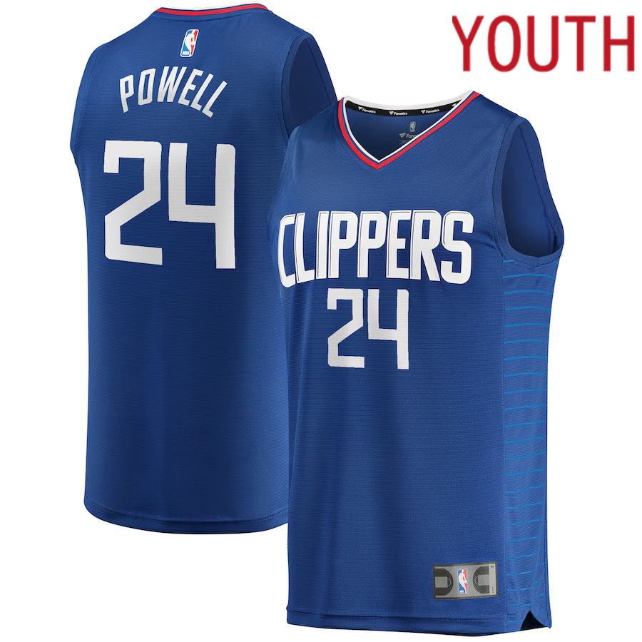 Youth Los Angeles Clippers #24 Norman Powell Fanatics Branded Royal Fast Break Replica NBA Jersey